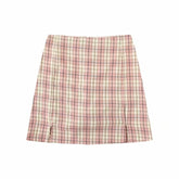 Minifalda coreana a cuadros con abertura y pantalones cortos